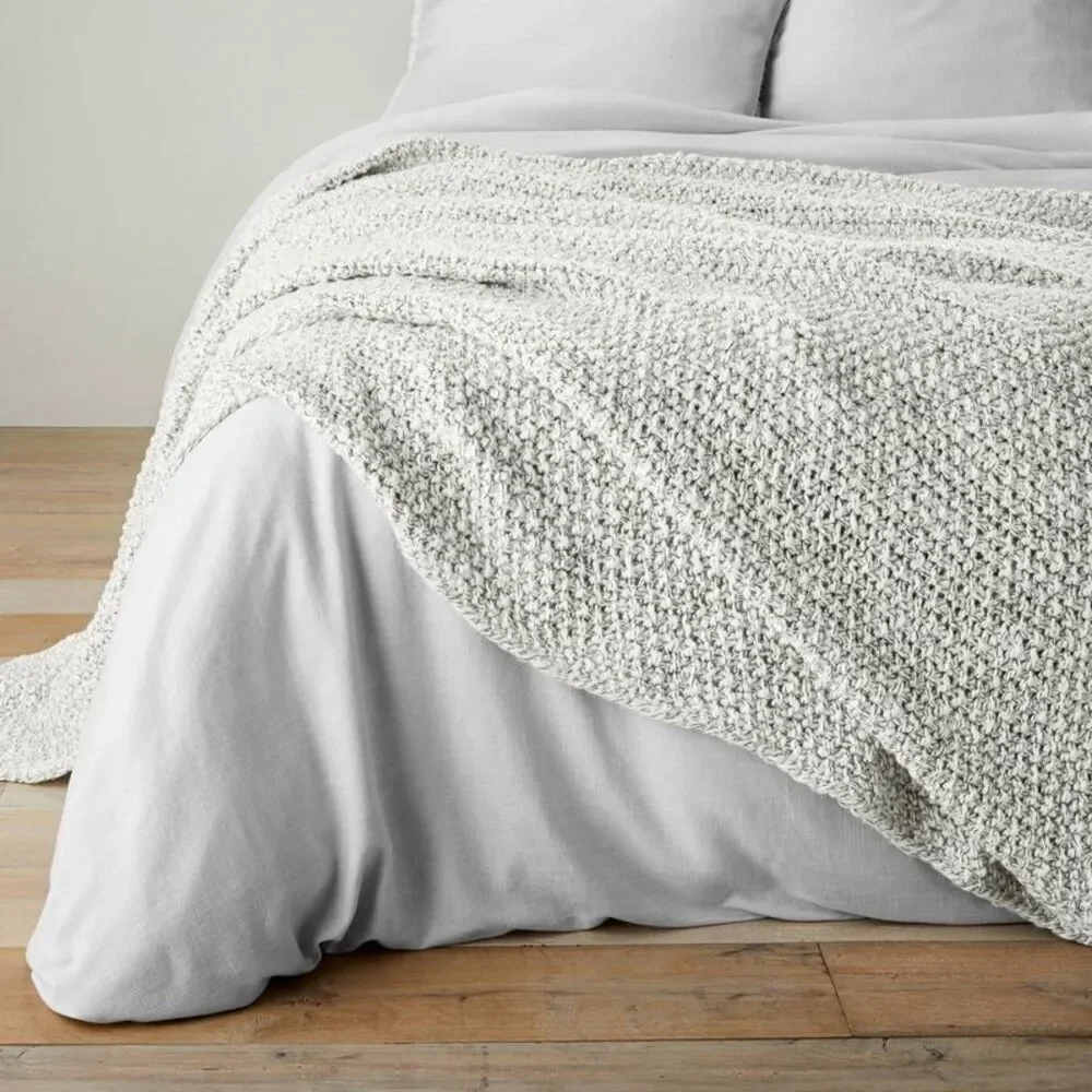 Casaluna Cream Waffle Knit Throw Blanket